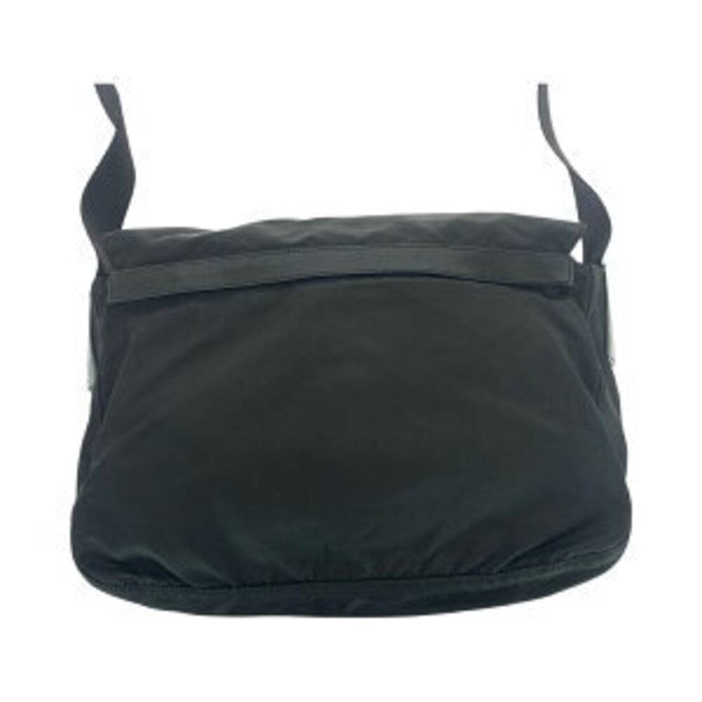 Prada plate shoulder triangular messenger leather Tessuto logo bag nylon black